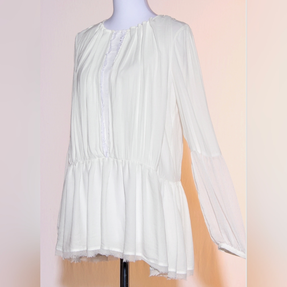 Free People Size Small WHITE SOUL SERENE  Boho Peasant Top